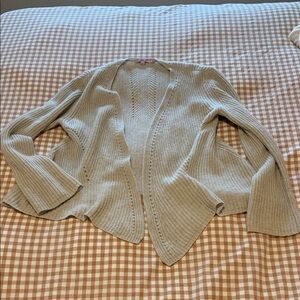 Cashmere Calypso St. Barth Light grey/beige Open-Front Ribbed Cardigan